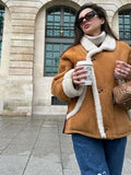 IFOMT Women Warm Thickened Suede Jackets With Pockets Fashion Oversized Lapel Buttons Loose Coats 2024 New Lady Commute Outwear