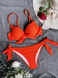 IFOMT sexy front bow knot push up bikinis two pieces solid swimsuit tie bikini swimsuit Swimwear Biquini conjunto de bikini tankini