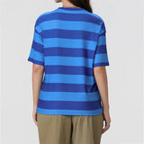 IFOMT Womens Tops Oversized Striped T-Shirts Short Sleeve Crew Neck Color Block Basic Shirt Summer Going Out Tops Tee