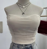 IFOMT Ladies Sexy Thai Hot Girl Mesh Splicing Chest Wrap Sleeveless Top Short Navel Baring Slim Tube Top With Breast Pads 8865 Outfits