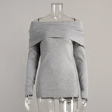 IFOMT Women's Sweater Pullovers Long Sleeve Knitted One-Shoulder Sexy Slim Top Solid Color Autumn Winter 2024 Fashion Casual