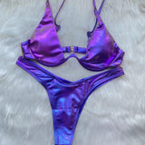 IFOMT Sexy Triangle Bikini 2023 holographic Purple Push Up Thong Swimwear Brazilian Bandage Bathing Suit Swimsuit Micro Biquini