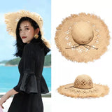 IFOMT New Women Summer Natural Raffia Hat Girl Fashion Ribbon Floppy Shading Panama Wide Brim Sun Hats Vacation Travel Beach Straw Hat