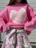 IFOMT Autumn Heart Knitted Sweater For Women Niche Loose Pullovers Long Sleeve Female Fashion Contrast Color Sweater Casual