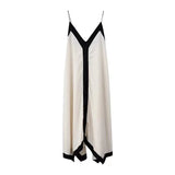 IFOMT Black White V Neck Maxi Dress Solid Color Elegant Women's Swimsuits Cover Up 2024 Fashion Luxury Swimwear Bathing Suit Beachwear