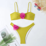 IFOMT Sexy Women Swimsuit 2024 Lace Up Bikini Micro Bikinis Set Female Swimwear 3D Floral Bathing Suit Thong Biquini Swimming Suits