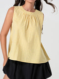 IFOMT y2k Gingham Tank Top for Women Sleeveless Crew Neck Casual Loose Flowy Tunic Blouse Bow Tie Back Summer Shirt Tops