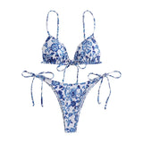 IFOMT sexy floral print micro bikini blue and white porcelain bikini swimwear swimsuit women biquini thong bikini set bathing suits