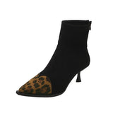 IFOMT Leopard Women Ankle Boots Fashion Pointed Toe Short Booties Designer Thin High Heels Stripper Shoes Botas Mujer