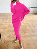 IFOMT Ribbed Knit 2 Piece Dress Set Outfits Ladies  Knitwear Top And Midi Skirt Sets For Women Casual Winter Sweater Sets 2023