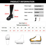 IFOMT  Chunky Heel Platform Long Boots for Women Black Patent Leather Knee High Boots Woman Winter Thick High Heels Punk Shoes