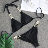 IFOMT Black Sexy Bikinis Swimsuit With Rhinestones Women's Swimwear Female Push Up Bikini Beach Swim Wear Bathing Suits Pool Bather