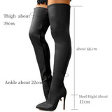 IFOMT  Autumn/Winter Women's Boots Pointed Side Zipper Slim High Heels Large Over Knee Boots Women's Boots Platform Boots Womens Shoes