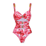 IFOMT 2024 High Quality One Piece Swimsuit Floral Ruffle Printed Push Up Women Bikini Set Swimwear Slimming Bathing Suit Beach Wear