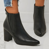 IFOMT  Autumn and Winter Women's Pointed Thick Heels Outdoor Artificial Leather Chelsea Boots