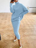 IFOMT Knitted Skirt Sets Women Autumn Winter Turtleneck Pullover And Pencil Long Skirts Elegant 2 Piece Sets Sweater Outfits