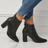 IFOMT  Autumn and Winter Women's Pointed Thick Heels Outdoor Artificial Leather Chelsea Boots