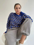 IFOMT Autumn New Pullover Sweater Women's Retro Plaid Print Loose Casual Knitted Top  Long Sleeve Round Neck Female Fashion