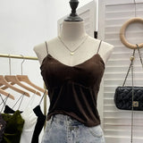 IFOMT Women's Retro Chic Floral Print Velvet Spaghetti Strap Camisole Top Sleeveless Tube Top With Padded Base 8965 PartyClub Outfits