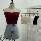 IFOMT Ladies Sexy Thai Hot Girl Mesh Splicing Chest Wrap Sleeveless Top Short Navel Baring Slim Tube Top With Breast Pads 8865 Outfits