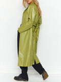IFOMT Winter Faux Leather Long Coats Women Black PU Temperament Casual Versatile Windbreaker Coat High Street Trend Jackets