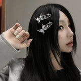 IFOMT A niche liquid cat's eye stone butterfly women's exquisite side bangs clip with a high-end one line hair clip