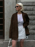 IFOMT Brown Lapel With Pocket Short Jacket Woman Casual Single Breasted Long Sleeve Cropped Coat 2024 Autumn Lady High Street Outwear