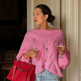 IFOMT Women's Hand-knitted Twist Sweater Pullover Loose Fashion Versatile Long Sleeve Knitted Top Solid Color Autumn Winter New