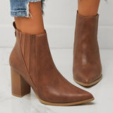 IFOMT  Autumn and Winter Women's Pointed Thick Heels Outdoor Artificial Leather Chelsea Boots