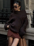 IFOMT Irregular Ribbed Knit Pullover Sweater For Women Off-Shoulder Long Sleeve Loose Fashion Streetwear Casual Autumn Sweater