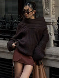 IFOMT Irregular Ribbed Knit Pullover Sweater For Women Off-Shoulder Long Sleeve Loose Fashion Streetwear Casual Autumn Sweater