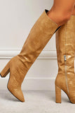 IFOMT New Fashion Spring Outfit Solid Color Pointed-Toe Knee High Boots