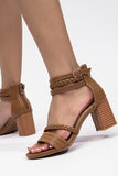 IFOMT New Fashion Spring Outfit Solid Color Strappy Chunky Heel Sandals