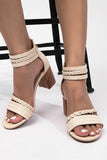 IFOMT New Fashion Spring Outfit Solid Color Strappy Chunky Heel Sandals