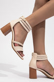 IFOMT New Fashion Spring Outfit Solid Color Strappy Chunky Heel Sandals