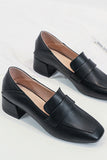 IFOMT New Fashion Spring Outfit Square Toe Chunky Heel Loafers