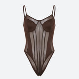 IFOMT Striped Sheer Bodysuit