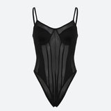 IFOMT Striped Sheer Bodysuit