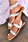IFOMT New Fashion Spring Outfit Toe Ring Lace Flower Pearl Sandals