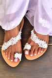 IFOMT New Fashion Spring Outfit Toe Ring Lace Flower Pearl Sandals
