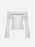 IFOMT Y2K Lucky Girl Off Shoulder Top