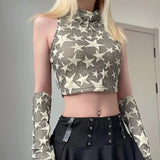 IFOMT Y2K Star Embroidered Crop Top