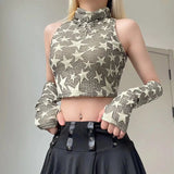 IFOMT Y2K Star Embroidered Crop Top
