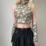 IFOMT Y2K Star Embroidered Crop Top