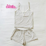 Ifomt Black Heart Print Tank Camis And Shorts Set Chic Casual Homewear Women Suit 2025 New V Neck Crop Tops Shorts Chic Summer Pajamas