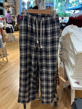 Ifomt Fashion Plaid Drawstring Cotton Sports Pants Women New Elastic Waist Straight Baggy Comfort Pants Trousers Sweet Chic Sweatpants