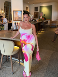 Ifomt Chic Tie-dye Printing U Neck Vestidos Women Summer Sleeveless Backless Bodycon Long Dress New Fashion Party Dresses Woman 2025
