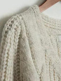 IFOMT Solid V Neck Cable Knit Cardigan