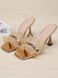 IFOMT Gauze Open Toe Ruffled Split-Joint Pumps Sandals Slippers