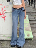 IFOMT Washed Low Waist Mopping Boyfriend Jeans